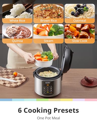Compact Rice Cooker 6-in-1 Stainless Steel Multi Cooker 2QT A7