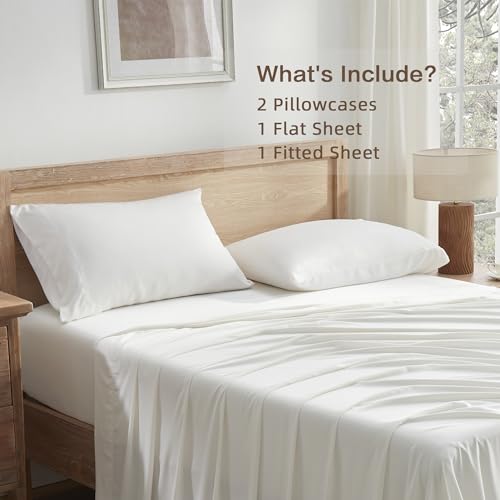 Queen Sheets Set, Cooling Bamboo Bedding, Deep Pocket, Dark Green K7