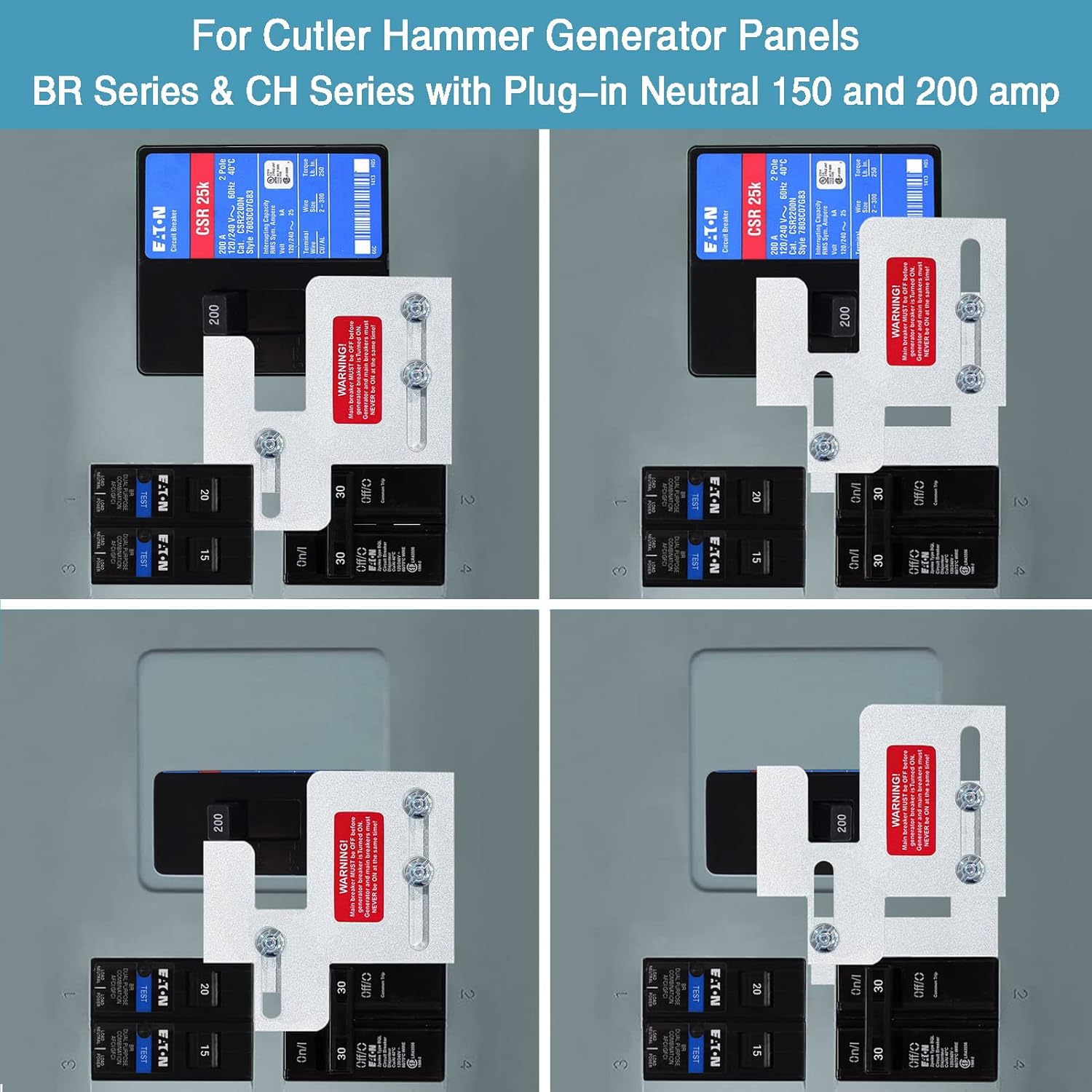 Generator Interlock Kit for 150-200 Amp Panels, Horizontal Electrical Lock A7