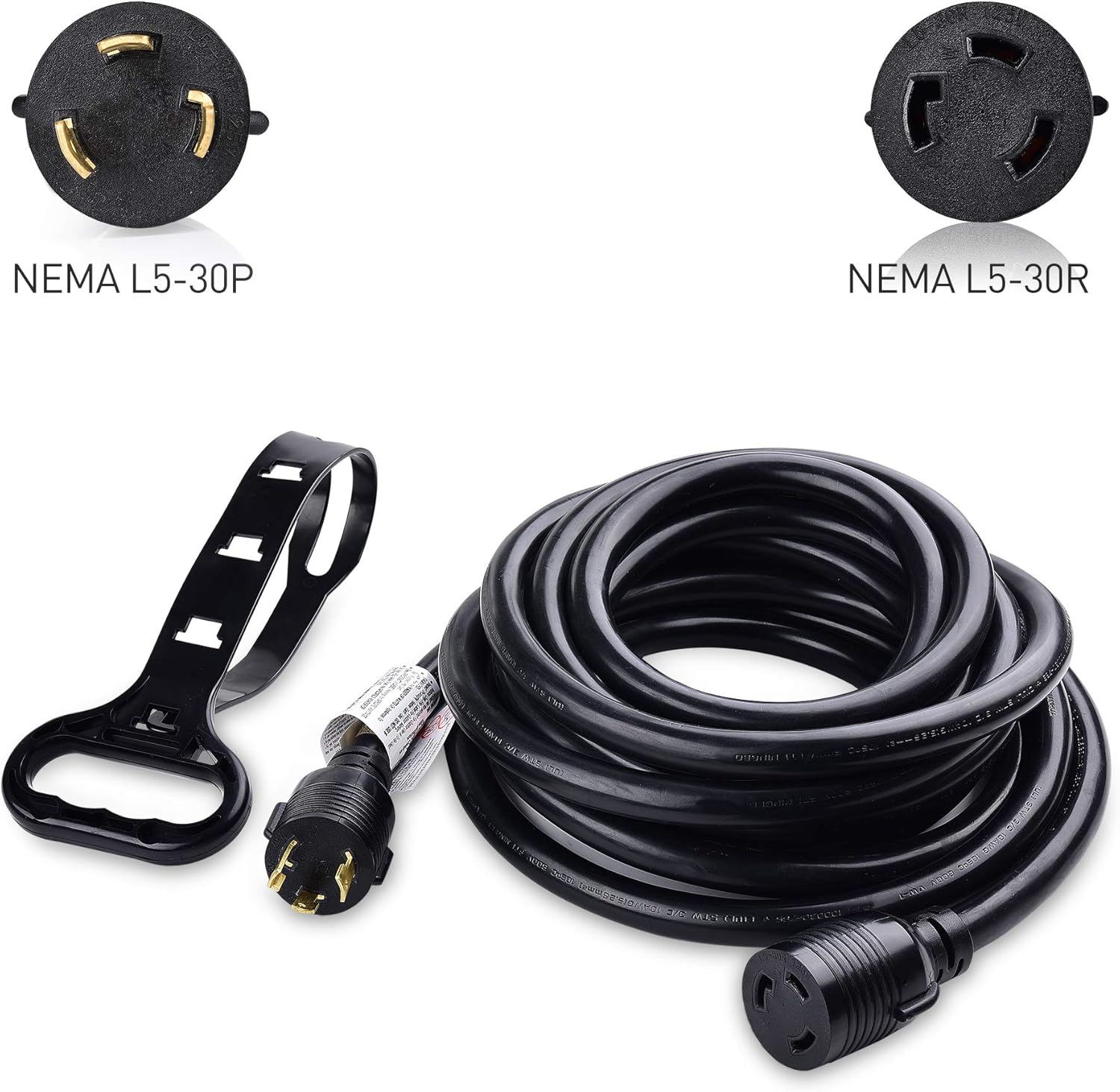30 Amp Locking Generator Extension Cord 25 ft with Carry Strap k7
