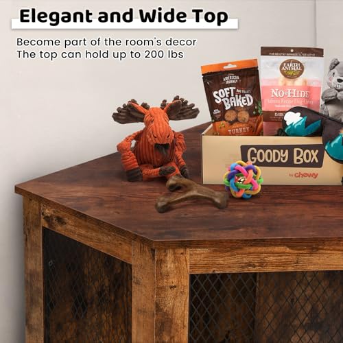Wooden Dog Crate Furniture with Metal Mesh for Large Dogs a7