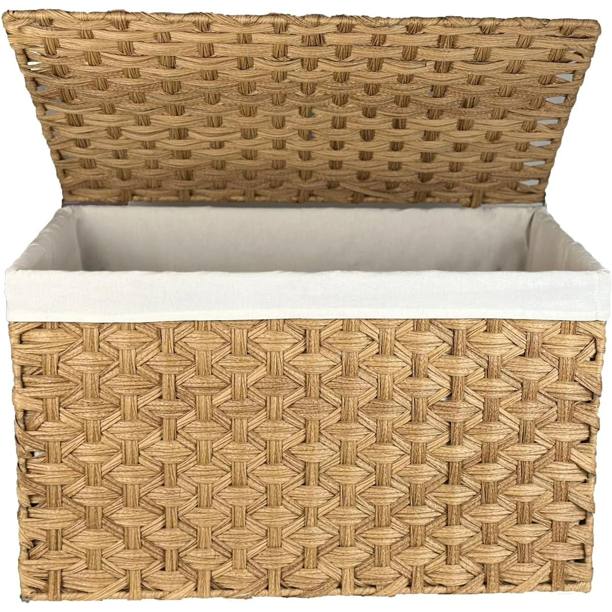 Wicker Storage Basket with Lid, 105L, Foldable, Brown K7m