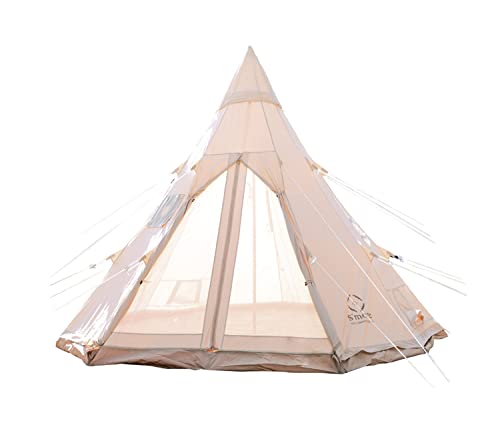 Canvas Bell Tent with Stove Jack, 4 Season Camping for 3-6 Person A7