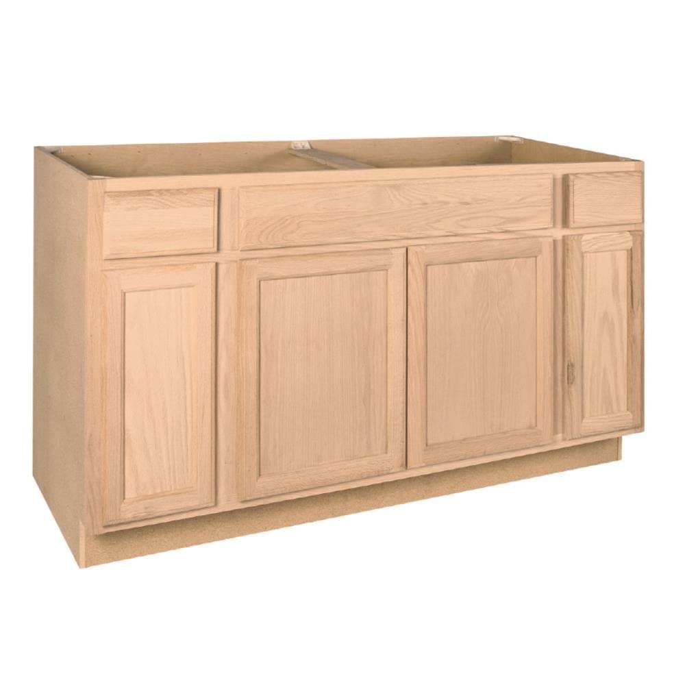 Project Source 60-in W x 35-in H x 23.75-in D Natural Unfinished Sink Base Stock Cabinet in Brown | 33A SB60B