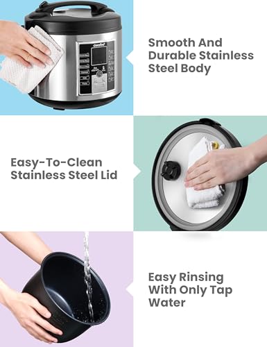 Compact Rice Cooker 6-in-1 Stainless Steel Multi Cooker 2QT A7