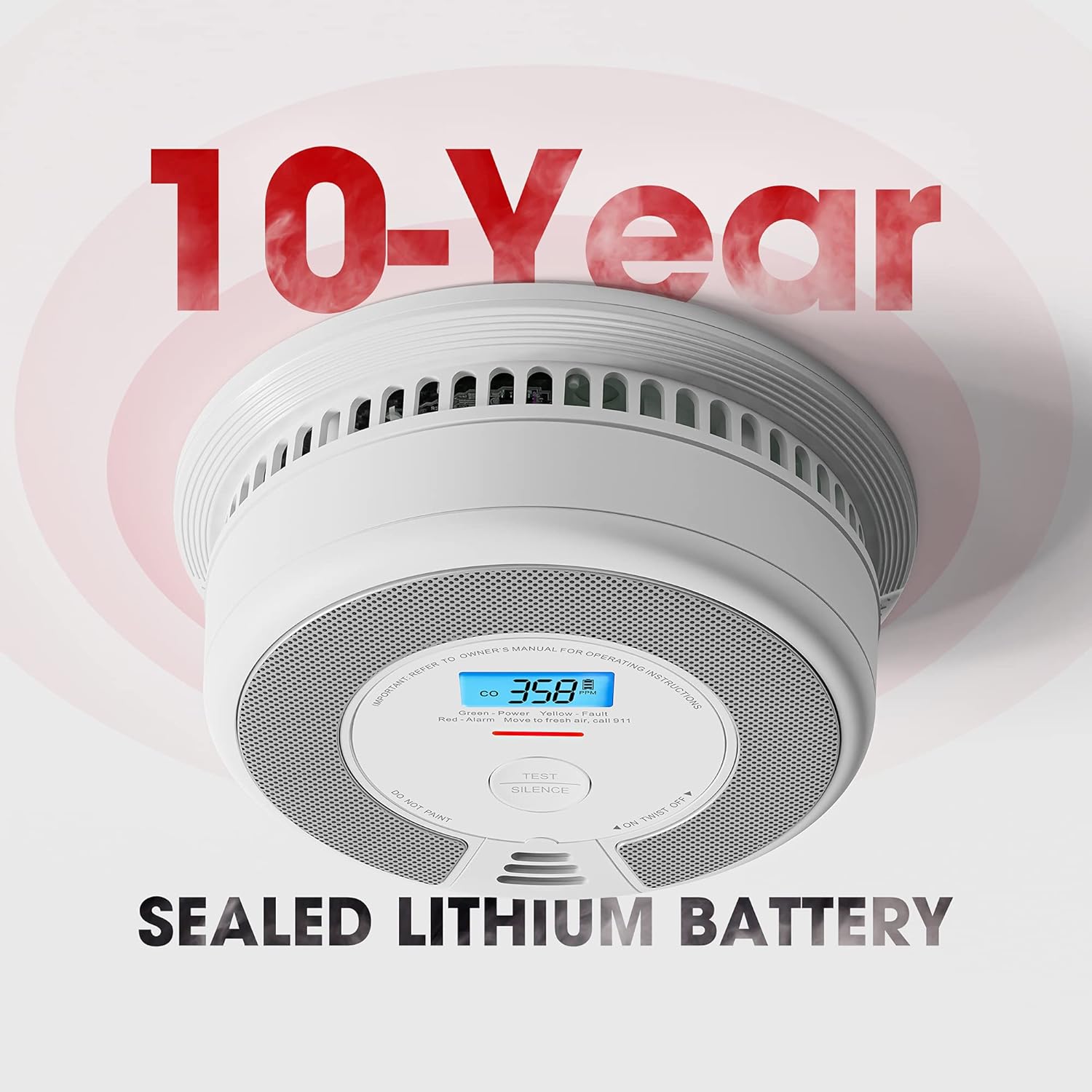 Smoke and CO Detector Alarm with LCD Display, 5-Pack k7