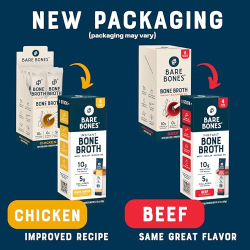 Bone Broth Instant Powdered Beverage Mix, Chicken & Beef Variety Pack 32 Sticks a7
