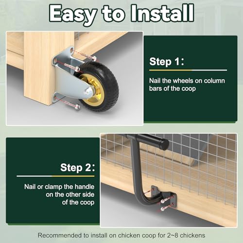 Chicken Coop Wheels Kit 2 Pack 4" Casters with Lifting Handle a7
