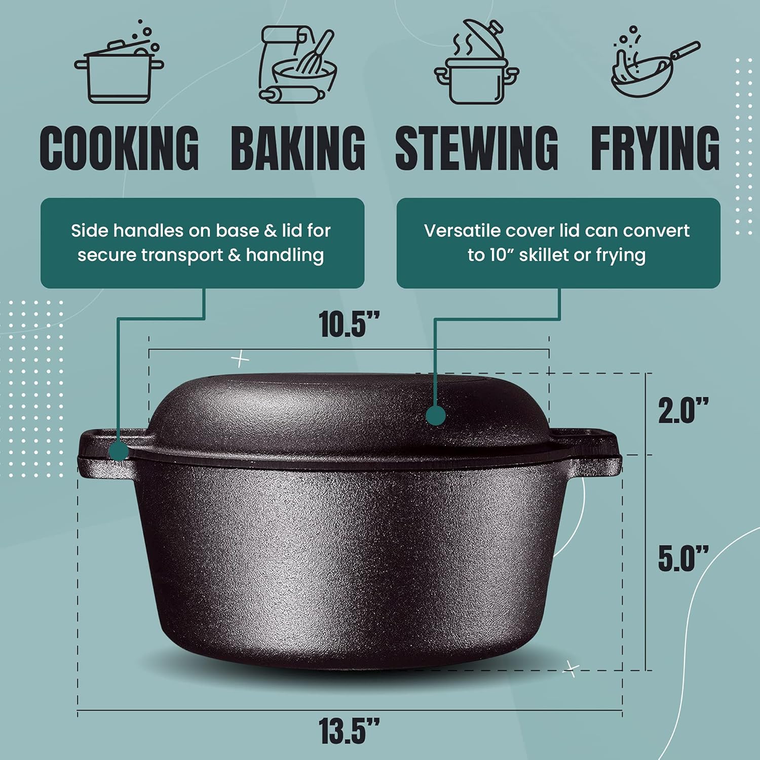 Matte Ceramic Serving Plates 11-inch Round Set with Cast Iron Dutch Oven and Skillet Lid q7