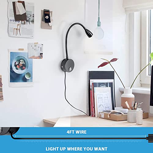 LED Wall Mount Reading Light Set of 2, 3W Gooseneck Lamp a7