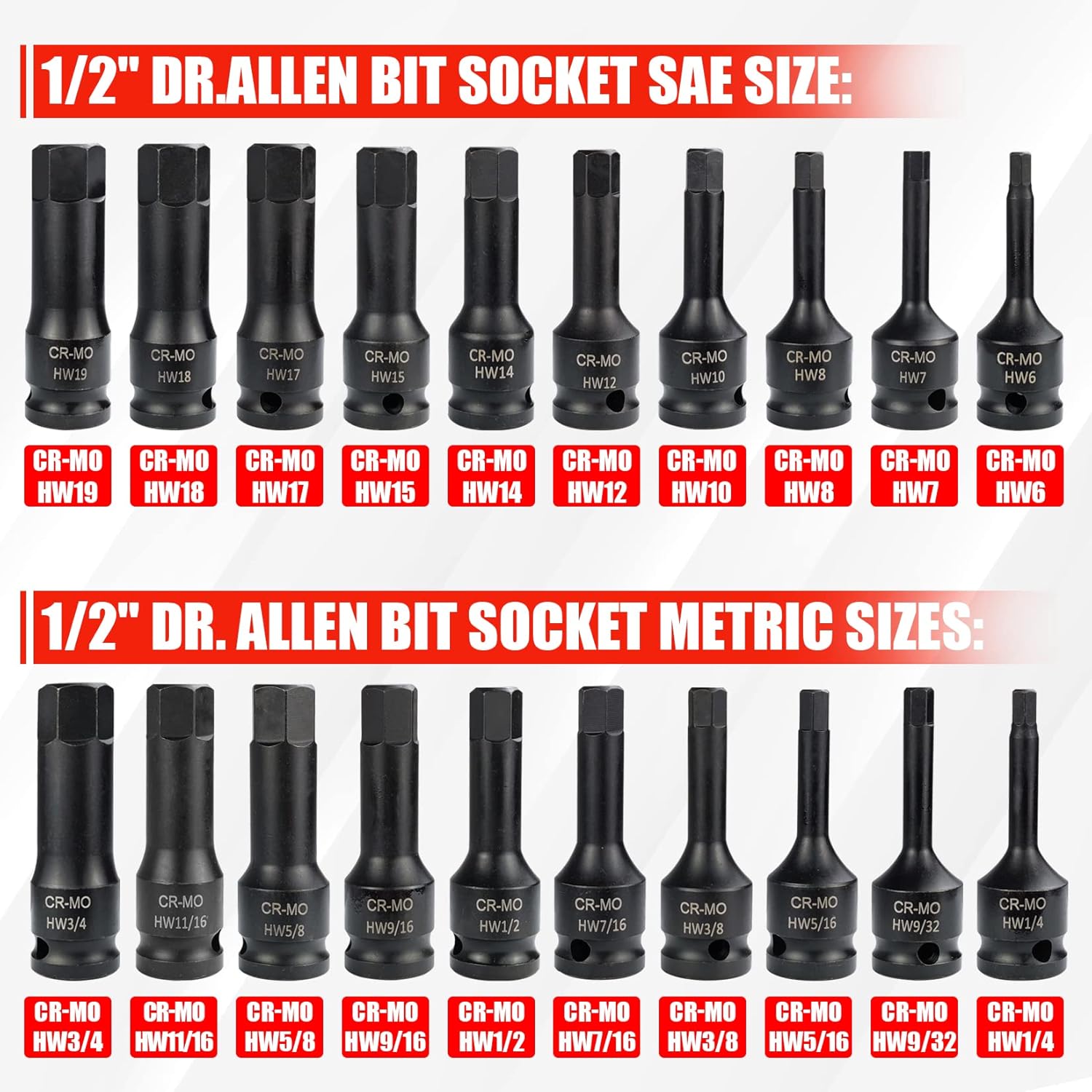 20 Piece Impact Hex Driver Set SAE Metric with Storage Case k7