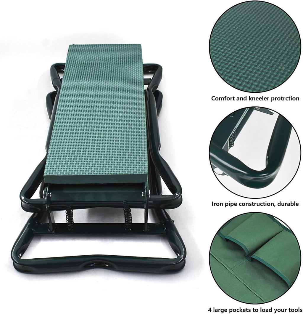 Garden Kneeler Seat Folding Stool with Tool Bag Pouch k7m