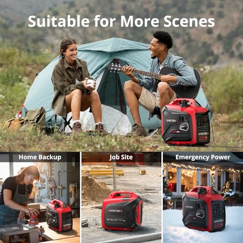 Gas Powered Portable Inverter Generator, CO Sensor, Quiet Backup A7