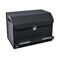 XCF Car Organizer Trunk, Durable Collapsible Leather Trunk Organizer with Lid and Sturdy Handle, Auto Cargo Storage Compartments, SUV/Car Accessories for Men/Women (11.4 x 27 x 12.2, Black)