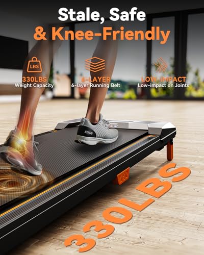 Walking Pad Treadmill, Under Desk Portable 330lbs Capacity 2.5HP 9k