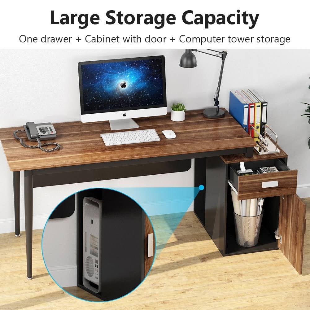 55 inch Computer Desk with Drawers and Storage Cabinet k7