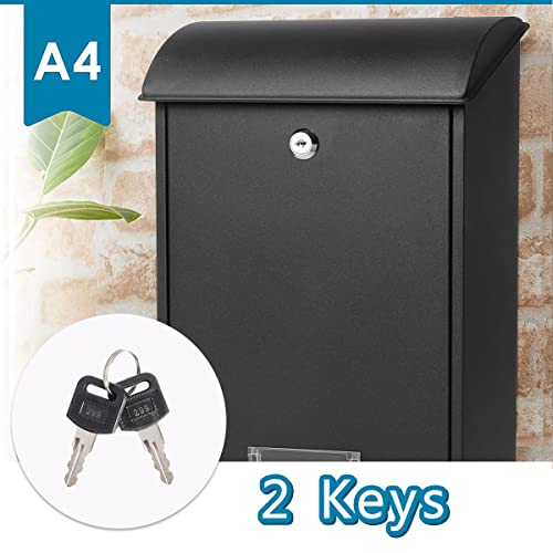 Locking Mailbox Wall Mounted Outdoor Black k7