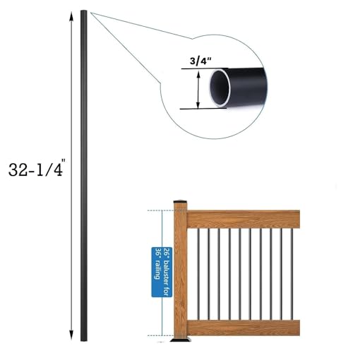 32" Round Metal Deck Balusters for Stair Railing x7