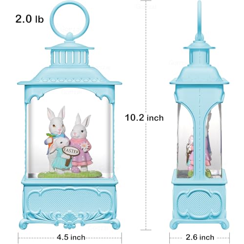 Easter Snow Globe Lantern with Timer Swirling Glitter, Indoor Decor A7