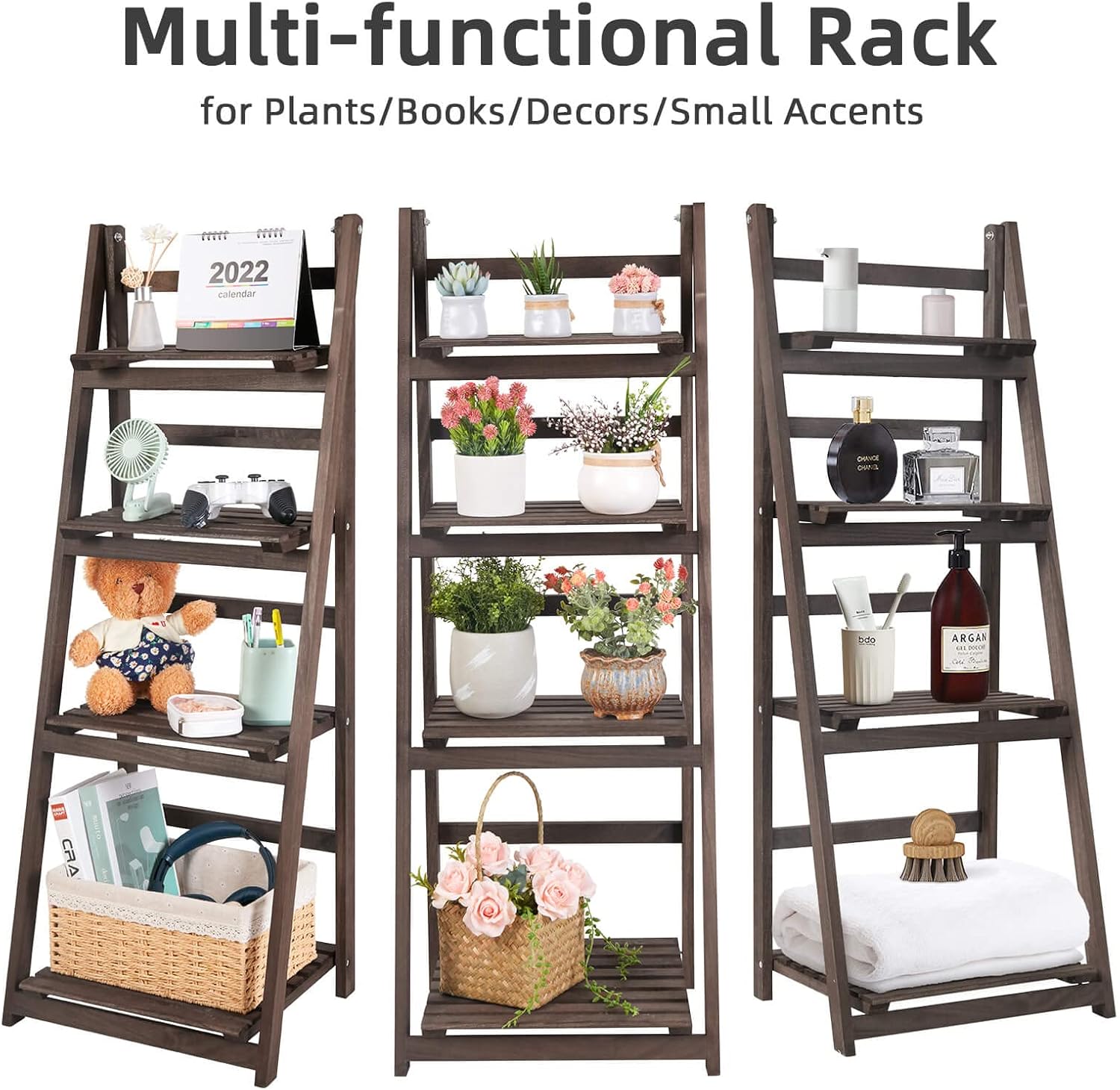 4 Tier Tall Ladder Plant Stand Wooden Indoor Garden Rack a7