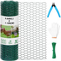 Chicken Wire Fence for Craft,13.78 x 236 Inch Lightweight Galvanized Hexagonal Chicken Wire Netting, Chicken Wire Mesh for Garden Poultry, Floral Chicken Wire Fencing with Gloves, Wire Ties and Plier