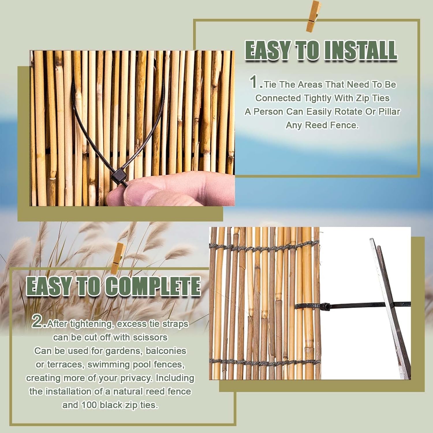 Bamboo Privacy Screen Fence Panel for Garden Outdoor 2.3x15ft a7