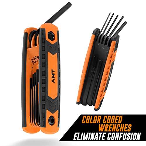 17pc Folding Allen Wrench Set SAE & Metric Hex Key Set k7
