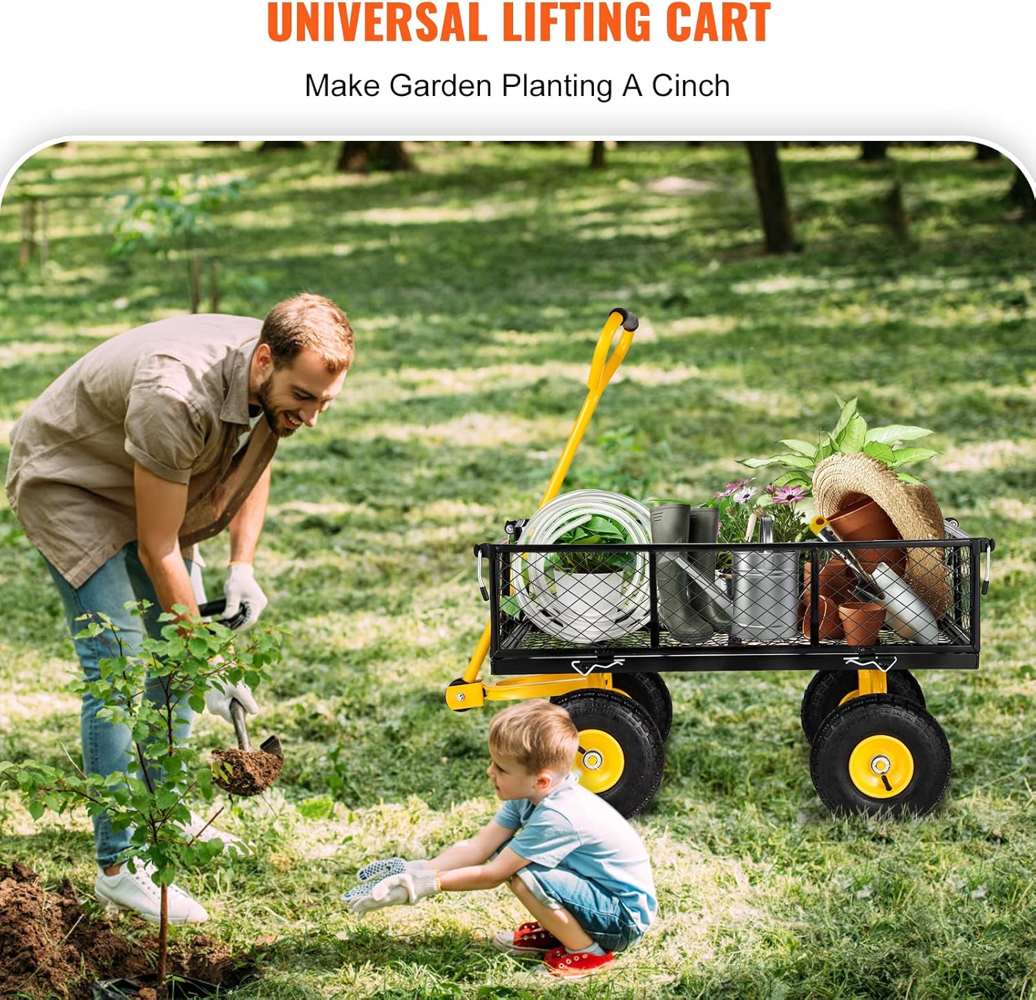 Steel Garden Cart with 15.5 Gallon Resin Cart k7