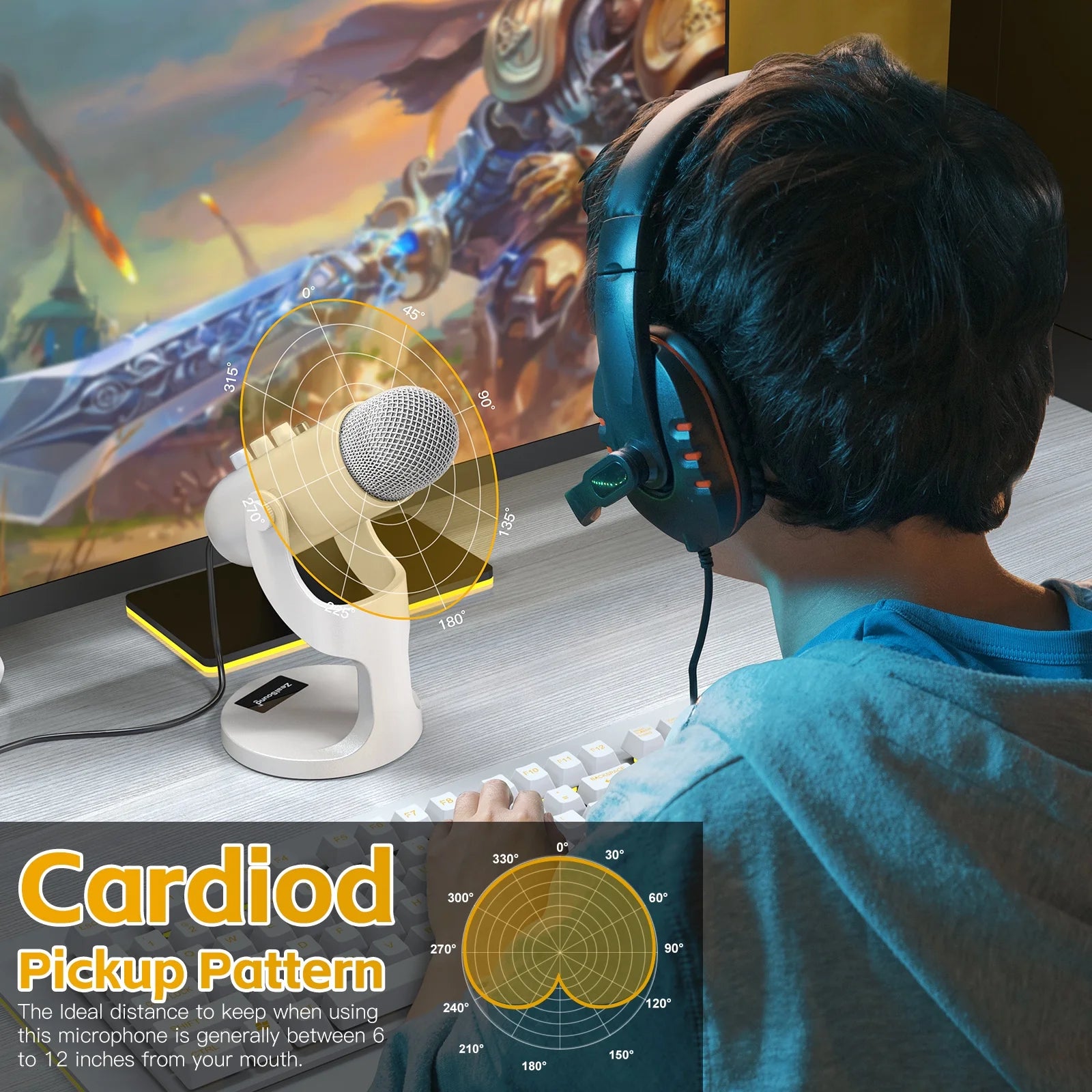 USB Microphone Noise Cancel for PC PS5 Streaming Recording k7