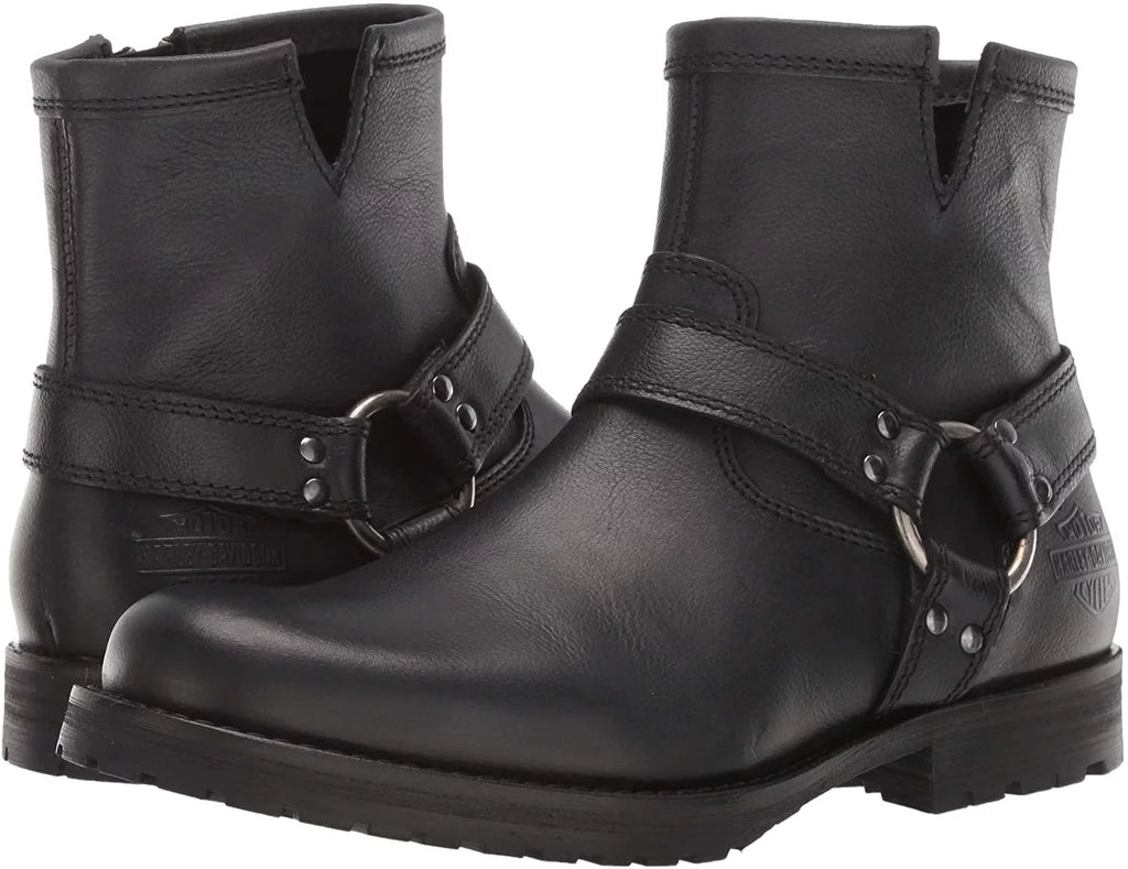 HARLEY-DAVIDSON Men's Mosby 7" Harness Side Zipper Black Boots 93532 - Curated Treasures Market