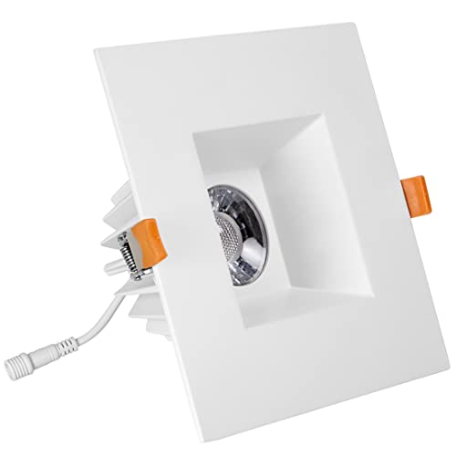 6" Ultra-Thin Recessed Anti-Glare LED Downlight Dimmable Square Black Trim 5CCT J-Box Included k7