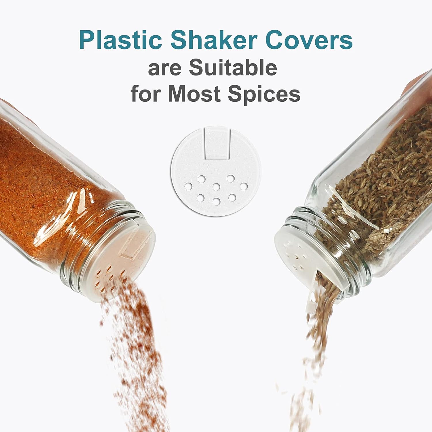 Glass Spice Jars 4oz with Metal Caps & Shaker Lid A7