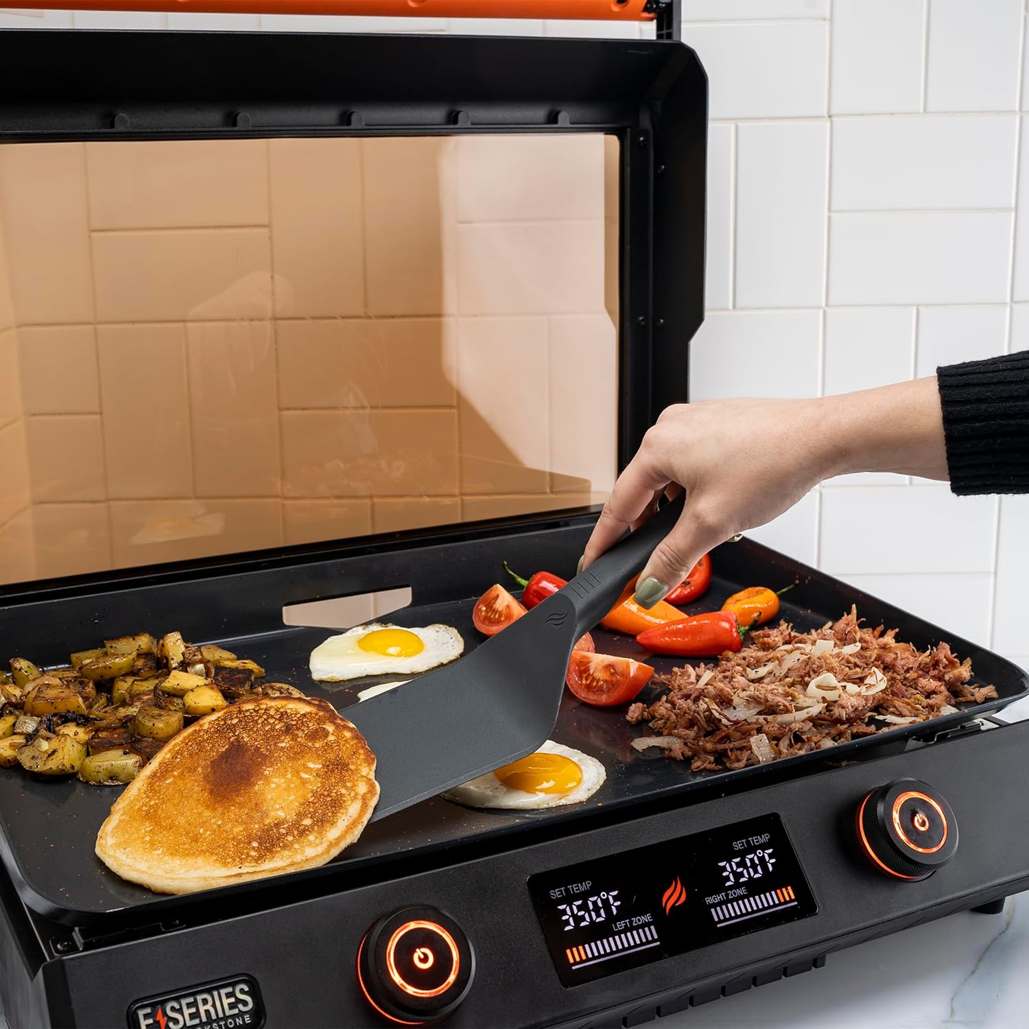 22 Inch Electric Griddle Nonstick with Lid, Tabletop Indoor Outdoor Use 7k