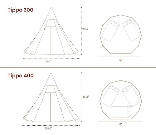 Canvas Bell Tent with Stove Jack, 4 Season Camping for 3-6 Person A7
