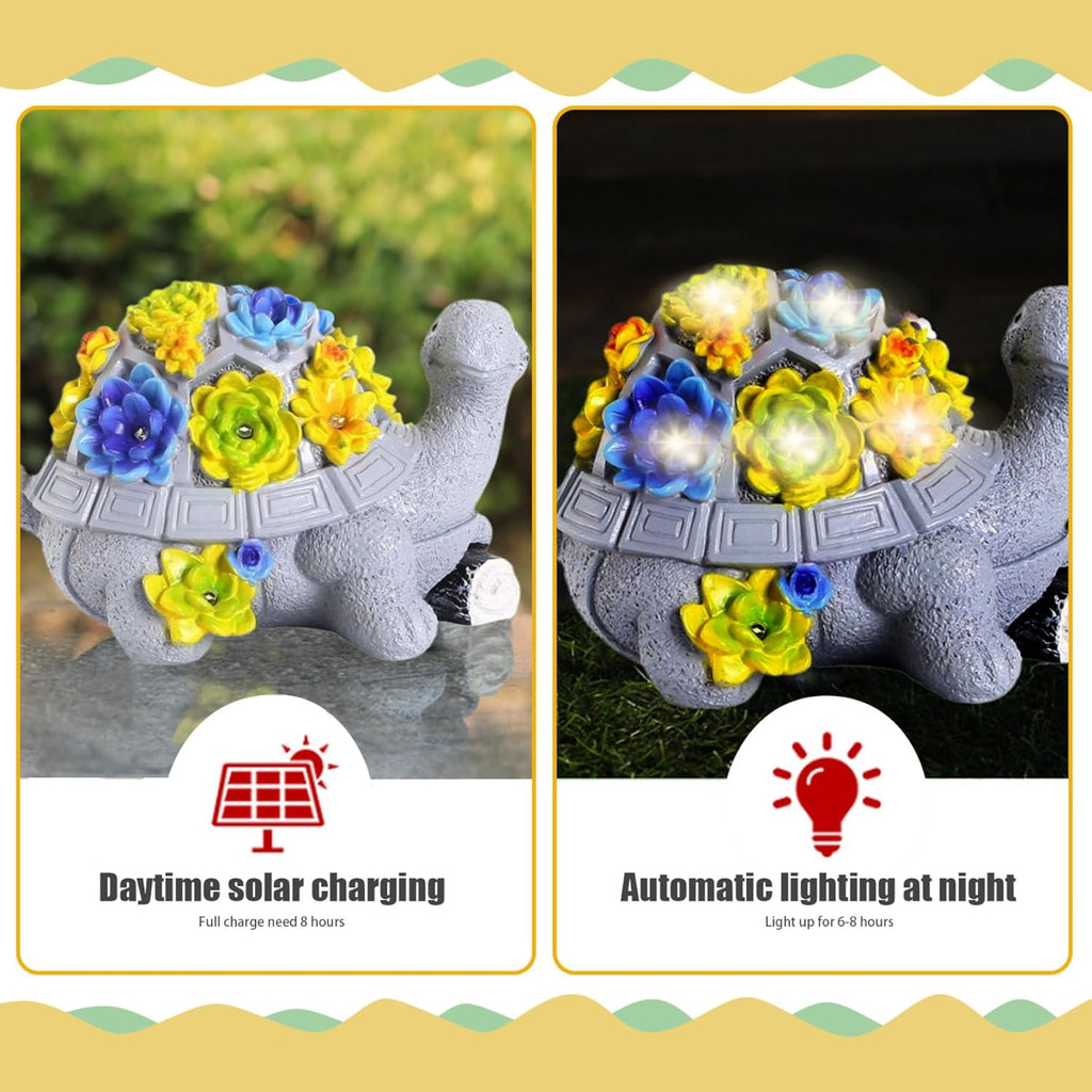 Turtle Garden Statue with LED Lights, Resin Yard Decor a7