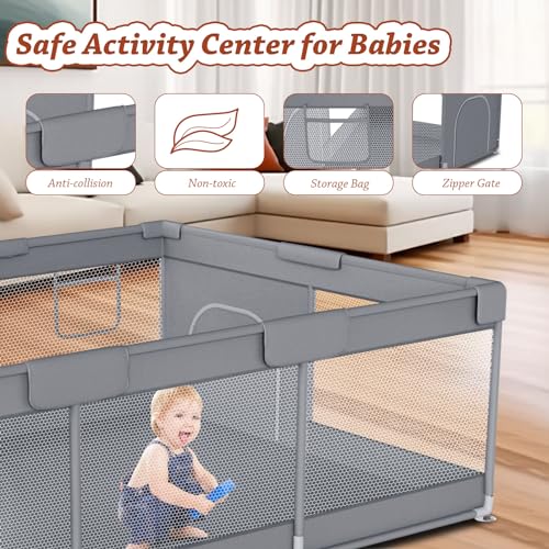 Baby Playpen Extra Large Play Yard with Zipper Gate Indoor Outdoor Safety Activity Center k7