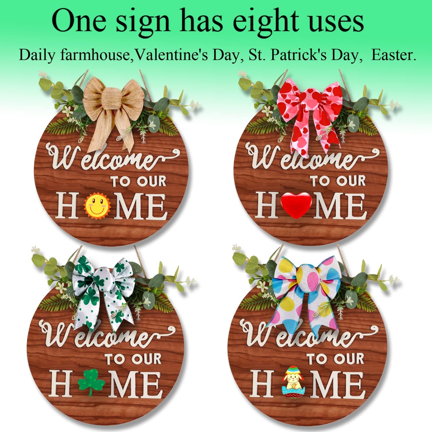 Welcome Home Sign Front Door Wreath Outdoor Decor F7k