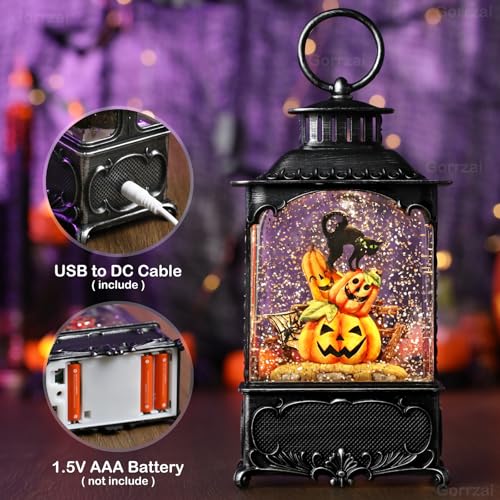 Easter Snow Globe Lantern with Timer Swirling Glitter, Indoor Decor A7