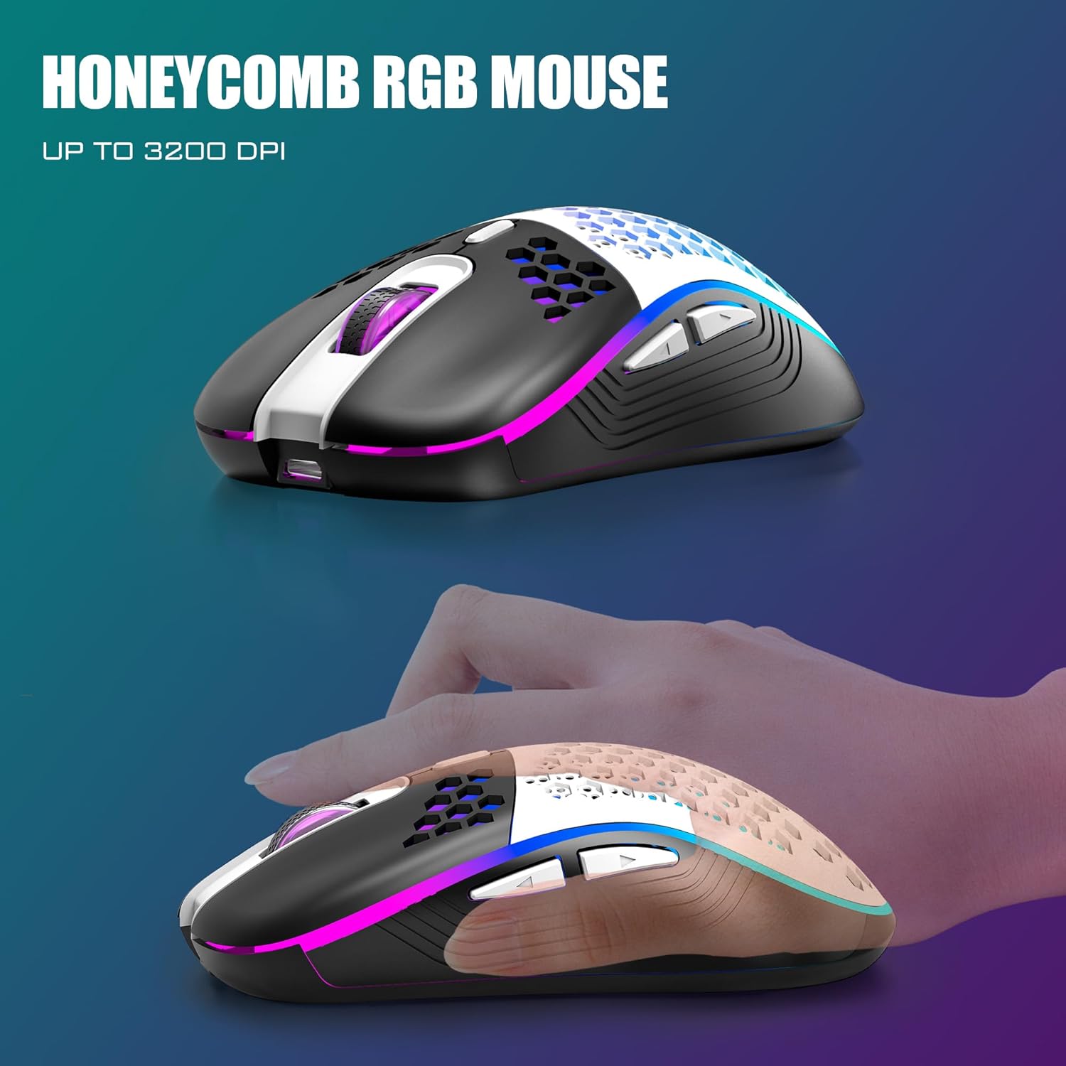 Wireless Keyboard Mouse Combo, Rainbow Backlit Rechargeable, TKL Ultra Compact Gaming Set a7