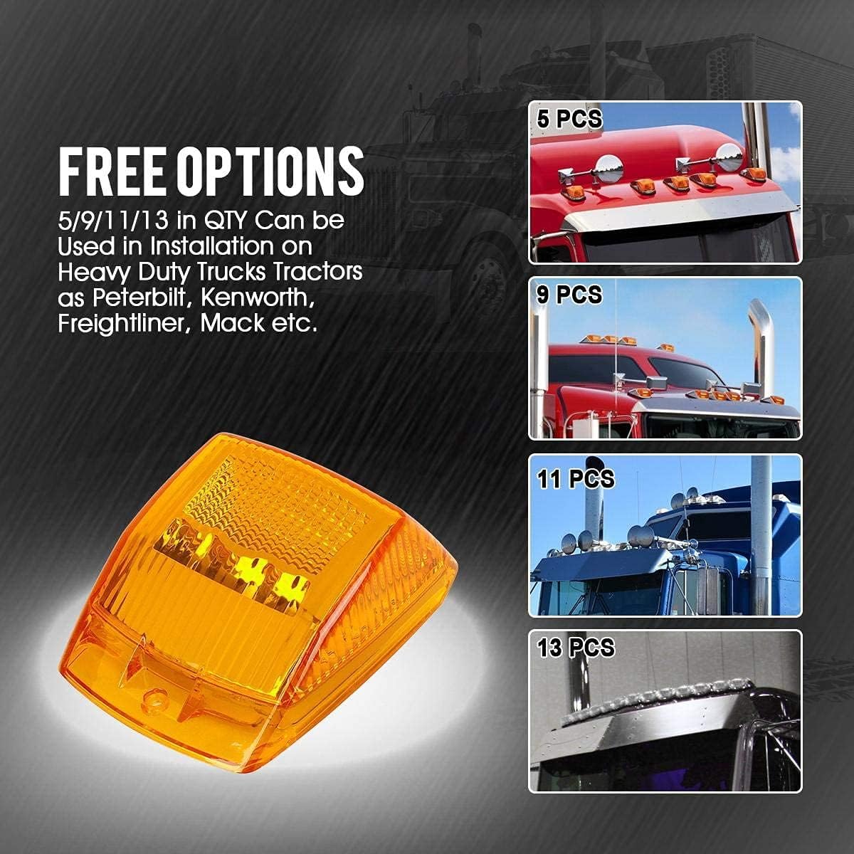 Amber LED Side Marker Lights Chrome Surface Mount 7k