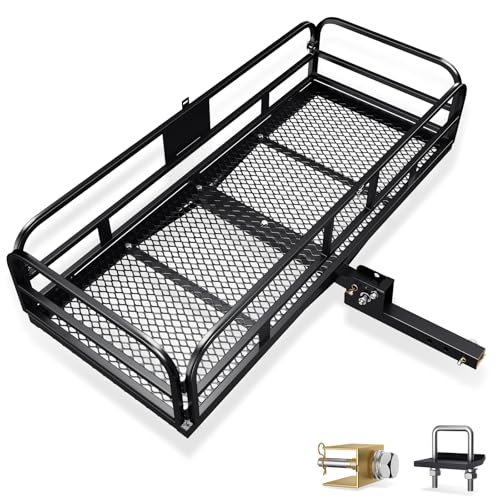 Hitch Mount Cargo Carrier Basket Folding 500 LBS 60x24x14 Fits 2 Receiver K7