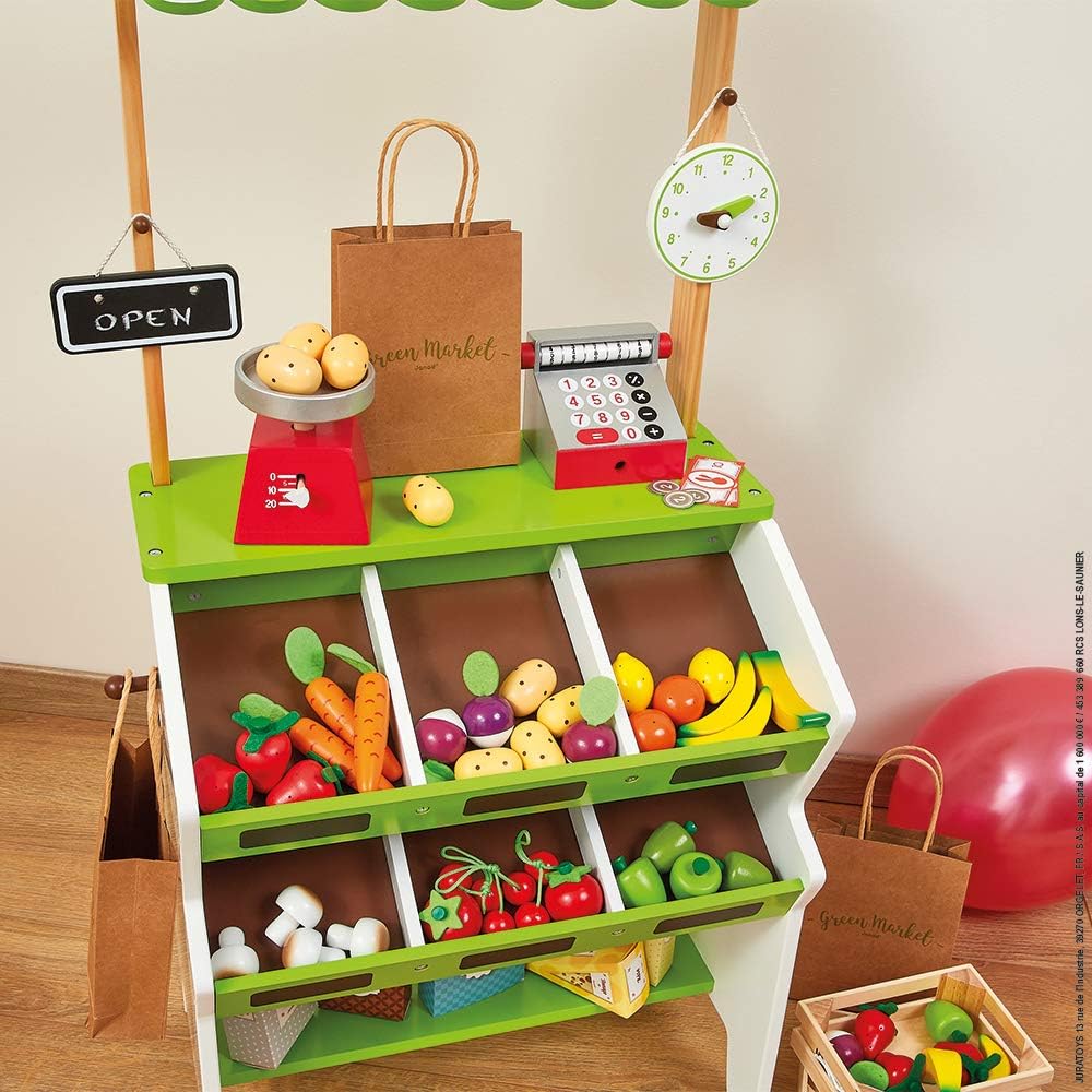 Wooden Grocery Store Playset with 32 Accessories 7k