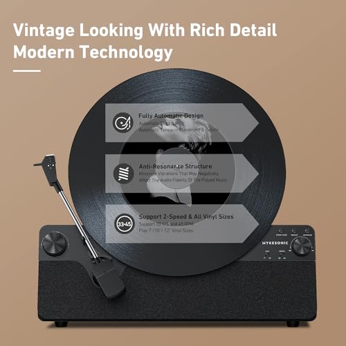 Vertical Automatic Bluetooth Turntable with Speakers A7