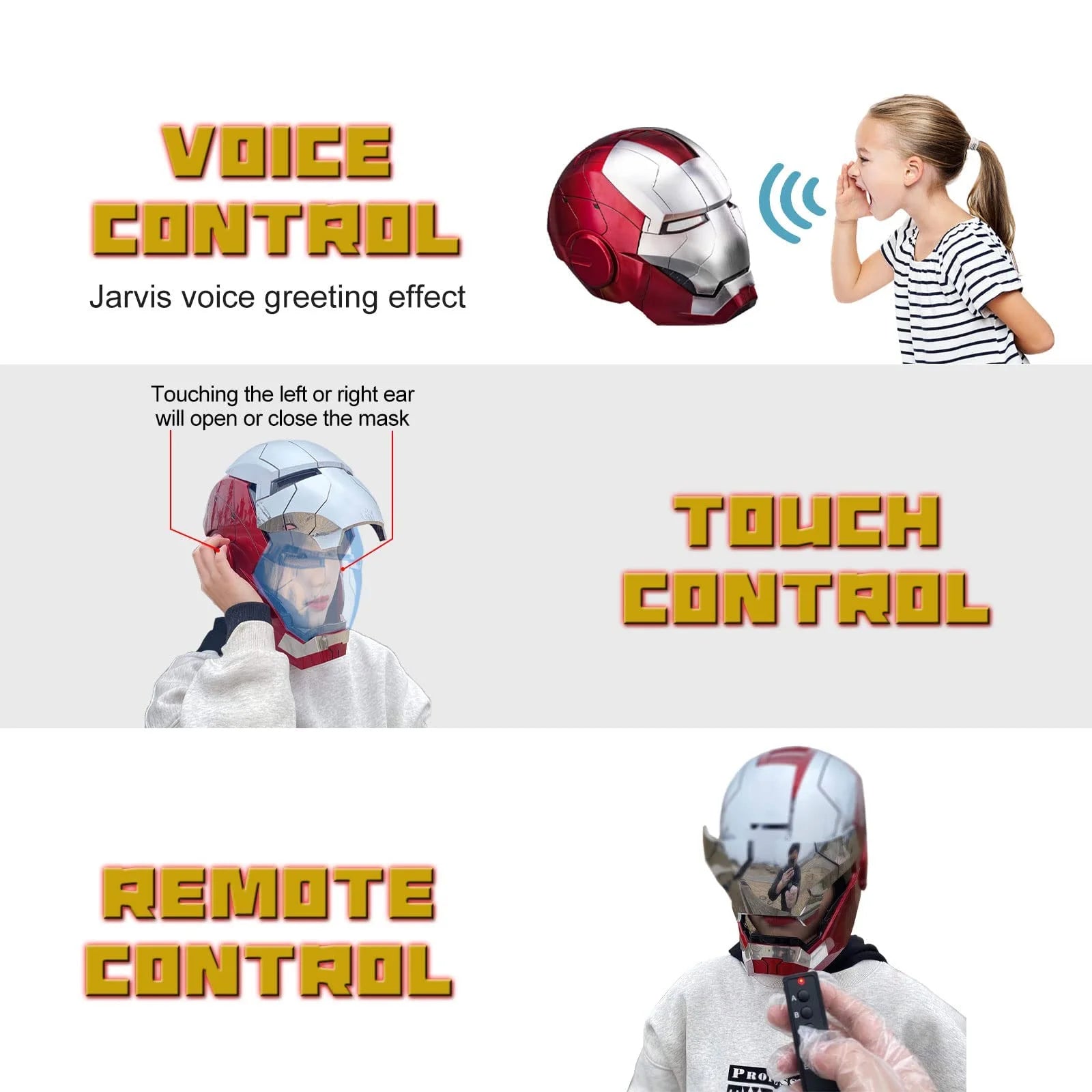 Iron Man Helmet Electronic MK5 Wearable Mask with LED Eyes 7q