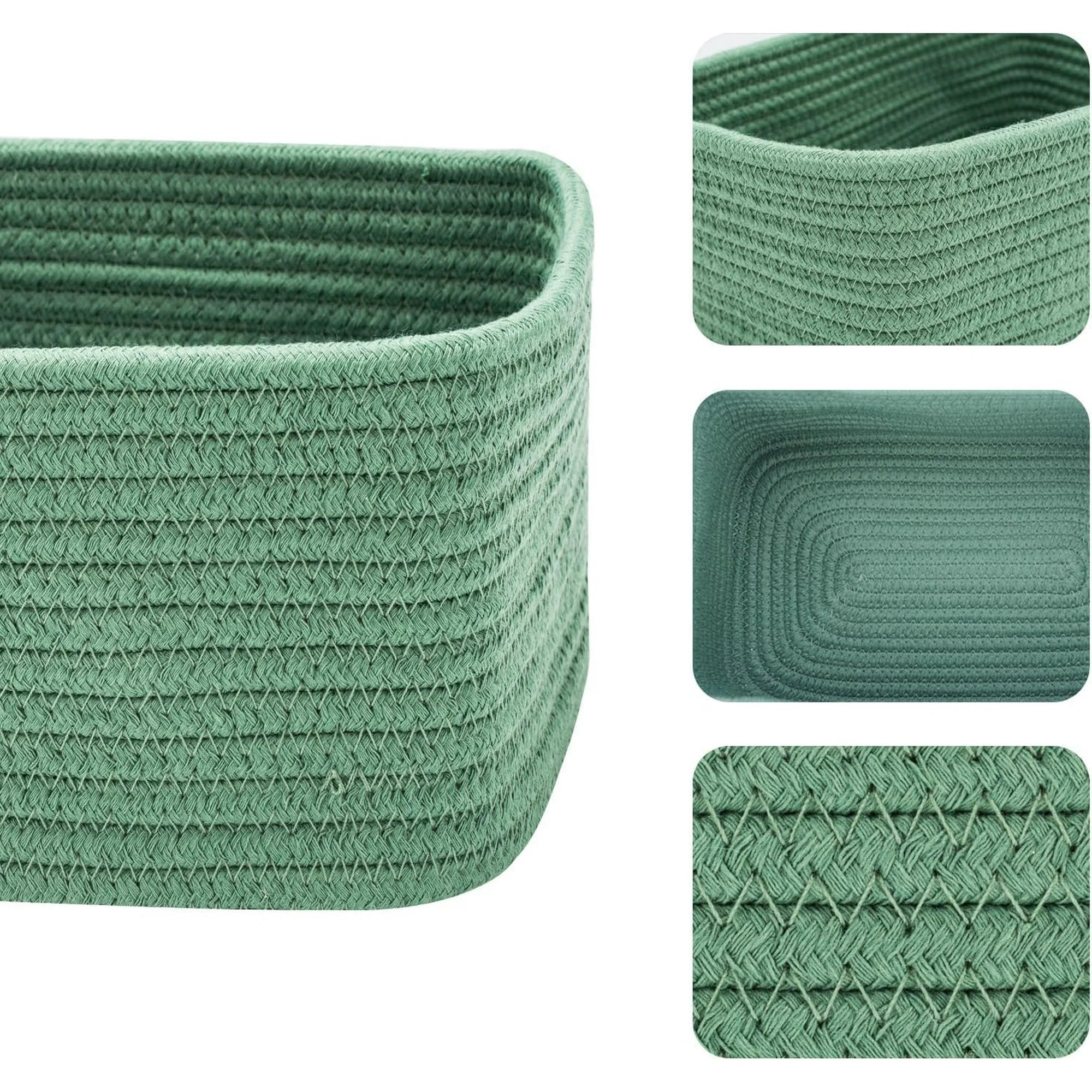 Small Storage Baskets for Organizing, Woven Rope Cube Bins 3 Pack A7