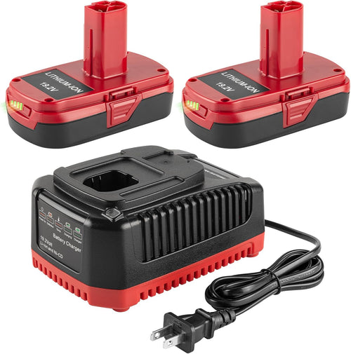 2Pack 19.2V 4.0Ah Replacement Battery and Charger Kit for Craftsman 19.2V Lithium Battery Craftsman C3 XCP 130279005 1323903 130211004 Craftsman 19.2 Volt Battery Charger Set