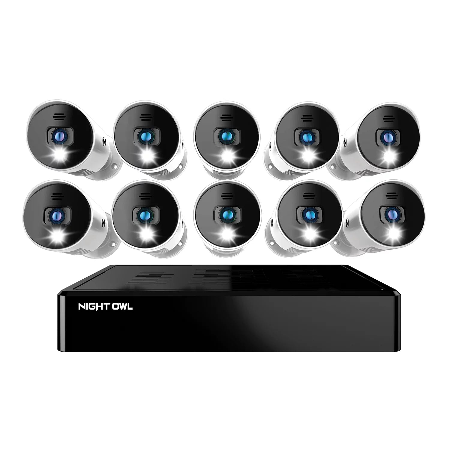 Night Owl Security Camera System CCTV, 16 Channel Bluetooth DVR with 1TB Hard Drive, 10 Wired 1080p HD Spotlight Surveillance Bullet Cameras, Audio Enabled Indoor Outdoor Cameras with Night Vision - Curated Treasures Market