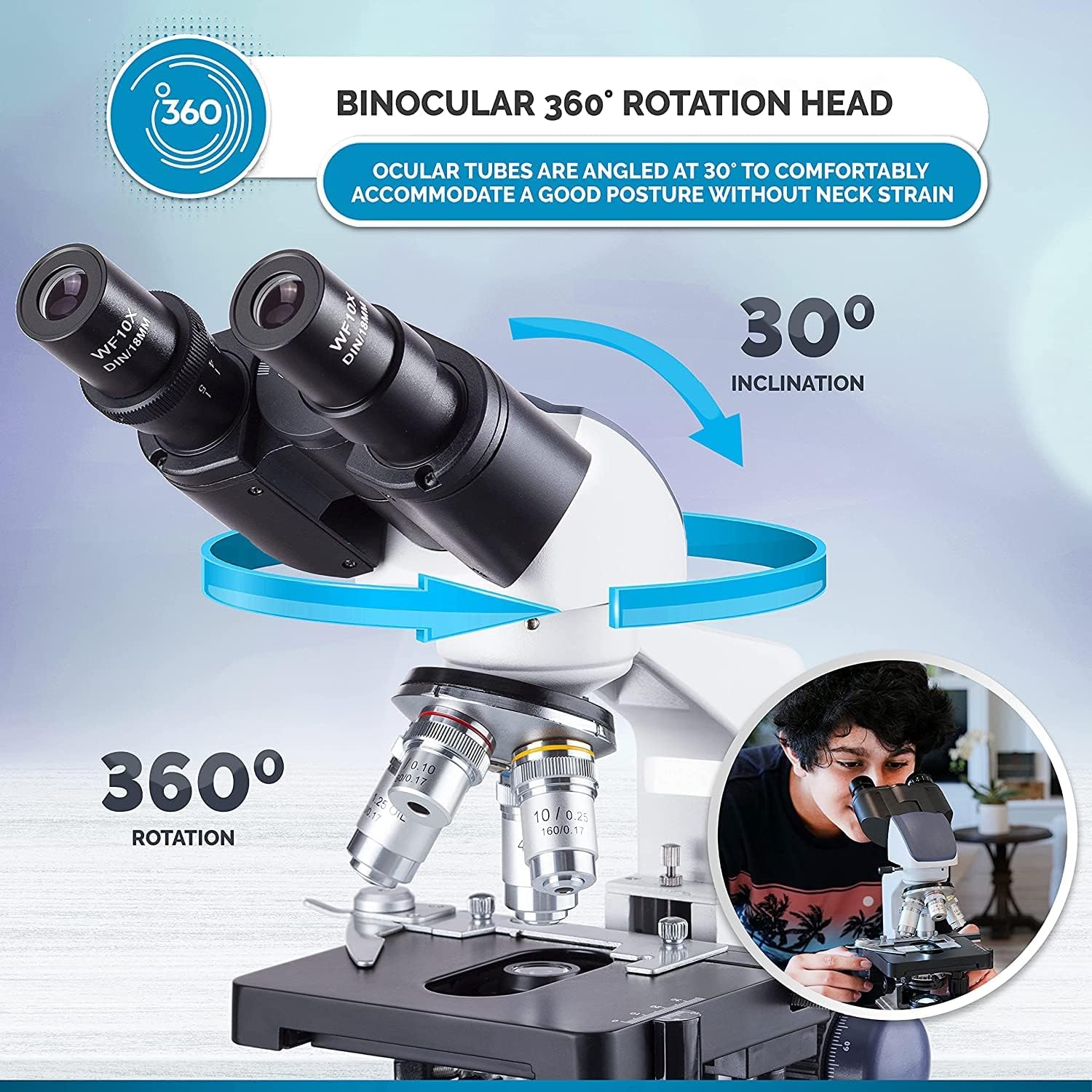 Binocular Compound Microscope 40X-2500X LED k7