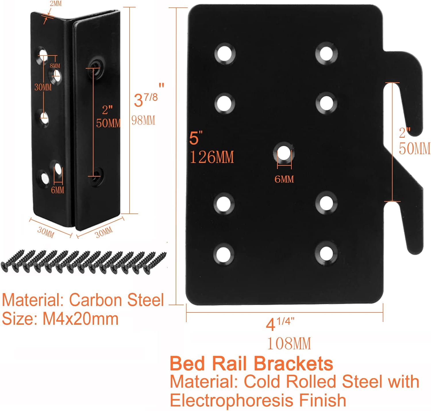 Heavy Duty Bed Rail Hooks with Screws k7
