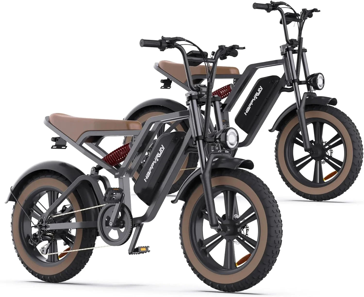 HAPPYRUN 750W Moped Style Electric Bike | Adult eBikes - 48V 18Ah Battery | 60+ Mile(G60*2) - Curated Treasures Market